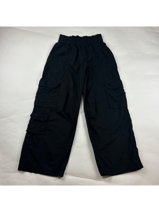 aerie Pants - Aerie Black Lightweight Canvas Pull On Wide Leg Cargo Pant S